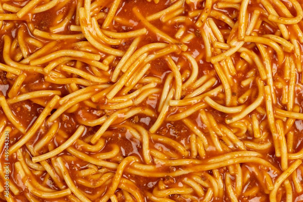 Close up of Spaghetti Bolognese. Full frame 