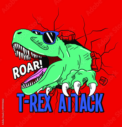 DINOSAURIO REX ROMPIENDO PARED