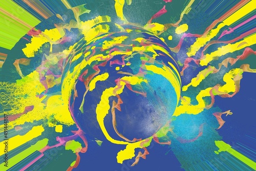 Blue and yellow sphere