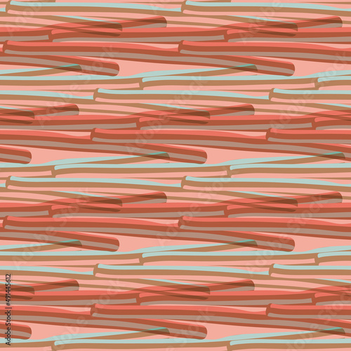 Abstract tassle stripe watercolor vector seamless pattern backdround. Groups of overlapping painterly tassels horizontal striped backdrop. Red blue texture design repeat. All over print for packaging