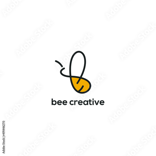 creative bee logo design vector graphic