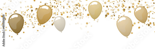 golden seamless confetti and balloon party background