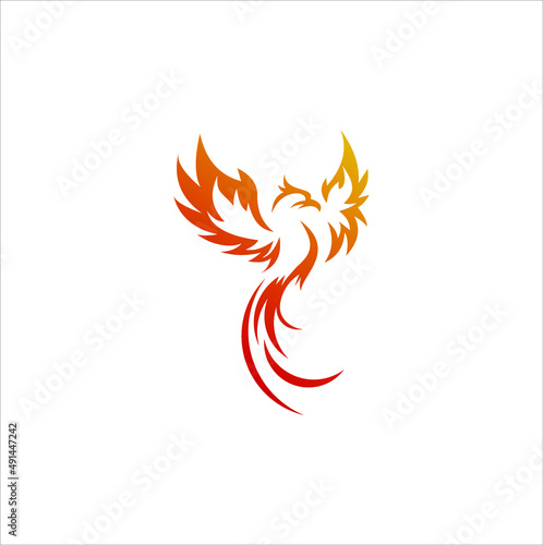 phoenix fire logo design vector graphic