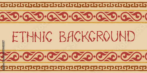 Ethnic background on the theme of Scythian and Turkic art, vector design