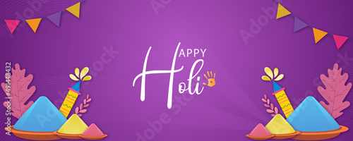 Happy Holi Hindu festival modern design of banner, voucher, coupons. Holiday background for branding, post, coupon, banner, invitation, card, or flyer 