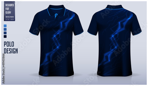 Polo shirt mockup template design for soccer jersey, football kit, golf, tennis, or sport uniform. Fabric pattern design.