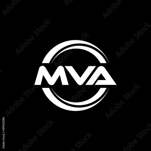 MVA letter logo design with black background in illustrator, vector logo modern alphabet font overlap style. calligraphy designs for logo, Poster, Invitation, etc. photo