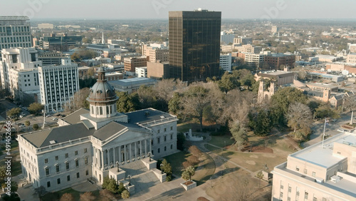 Aerial view of Columbia, South Carolina including the State House and downtown area. photo