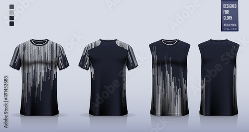 T-shirt sport, Soccer jersey, football kit, basketball uniform, tank top, and running singlet mockup. Fabric pattern design. Vector.