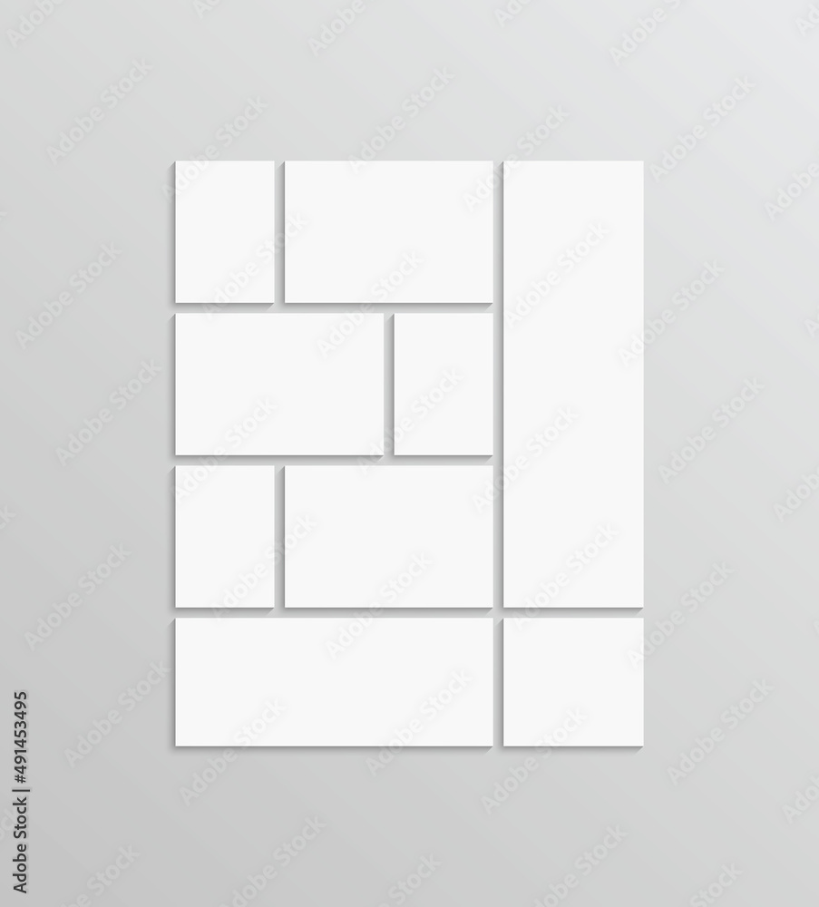 Moodboard layout. Photo collage grid. Mood board template. Album brandboard. Mosaic pictures frame. Vertical retro gallery banner. Portfolio images isolated on gray background. Vector illustration Moodboard layout. Photo collage grid. Mood board template. Album brandboard. Mosaic pictures frame. Vertical retro gallery banner. Portfolio images isolated on gray background. Vector illustration