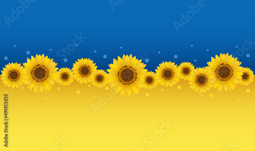 The Ukrainian flag and sunflowers, a symbol of peace.
