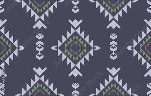 Navajo fabric seamless pattern geometric tribal ethnic traditional background,native American Design Elements, Design for carpet,wallpaper,clothing,rug,interior,Vector illustration embroidery.