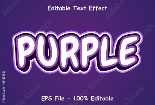 purple text effect with 3d style and editable.