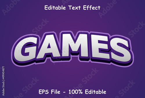 game text effect with 3d style and purple color editable.
