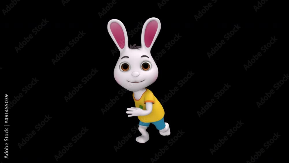 Cartoon Rabbit looped dance - 3d render looped with alpha channel. Cartoon Rabbit looped dance - 3d render looped with alpha channel.