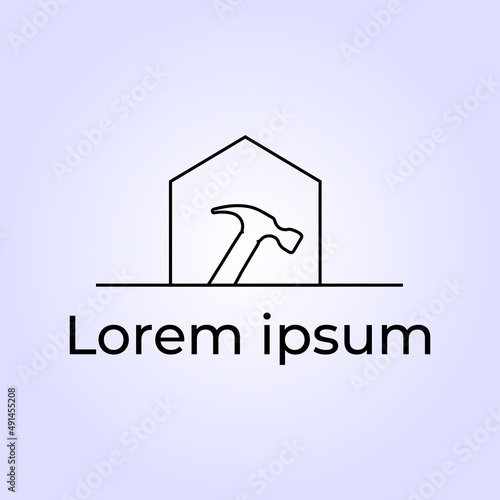 hammer logo line art icon vector design