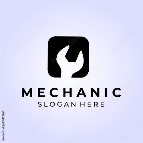 mechanic service badge logo vector design photo