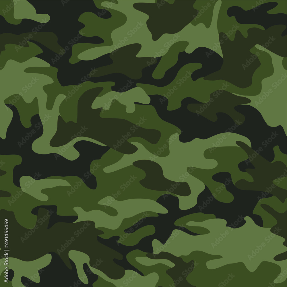 Fototapeta premium Camouflage texture seamless pattern. Abstract modern military camo ornament for fabric and fashion textile print. Vector background.