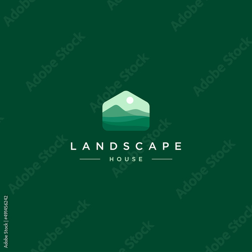 HOUSE LANDSCAPE LOGO DESGN VECTOR.