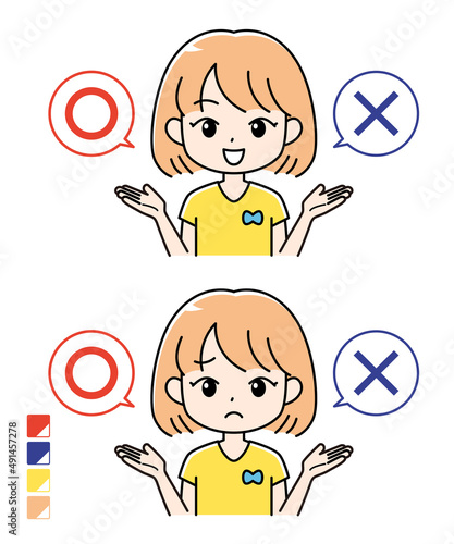 比較・選択する女性　セット