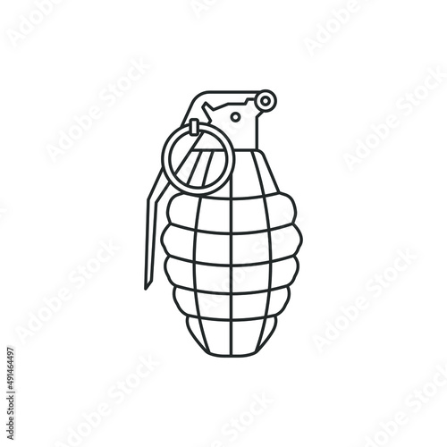 Hand grenade icon line style. War, bomb, weapon isolated on white background. Vector illustration