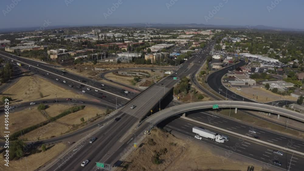 Late afternoon aerial view of the urban downtown core of Roseville, California, USA. Late afternoon aerial view of the urban downtown core of Roseville, California, USA.