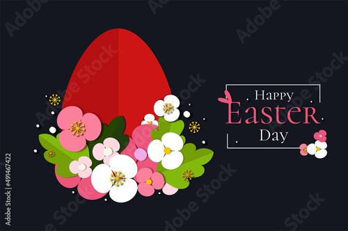 Easter egg  with different flowers vector illustration.