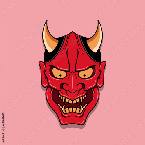 Oni japanese devil mask, Vector illustration eps.10