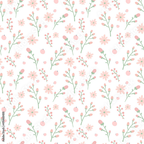 Floral pattern. Pretty flowers on white background. Printing with small pink flowers. Ditsy print. Cute elegant flower template for fashionable printers