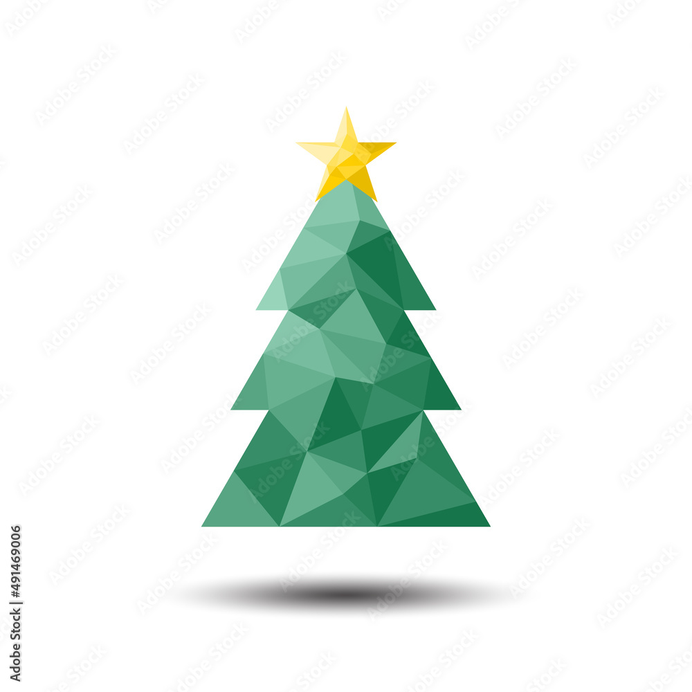 Fototapeta premium Polygon Christmas Tree Icon on white background