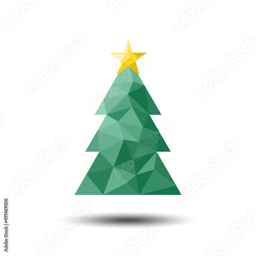 Polygon Christmas Tree Icon on white background