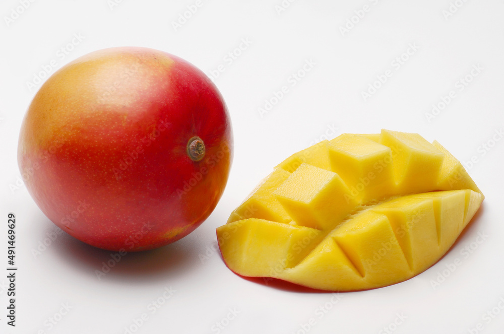 Fresh sliced mango isolated on white background. Fresh sliced mango isolated on white background.