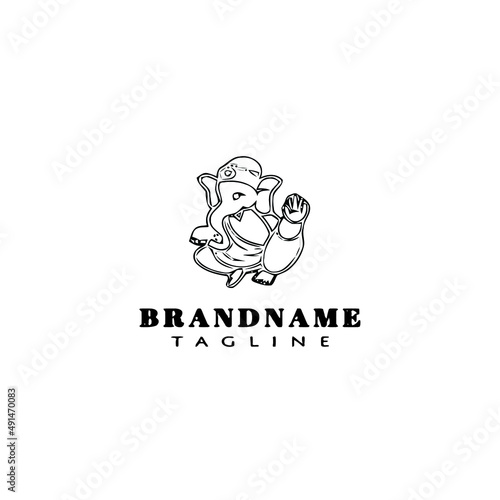 Wallpaper Mural lord ganesh logo cartoon icon design template black isolated vector illustration Torontodigital.ca