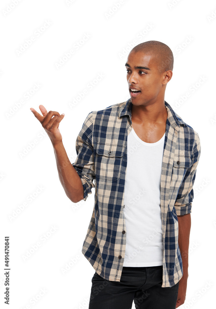Im telling you, this really works. Cropped shot of a young man standing against a white background. Im telling you, this really works. Cropped shot of a young man standing against a white background.