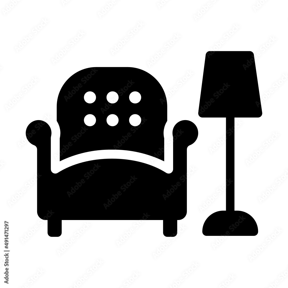 sofa and lamp icon sofa and lamp icon
