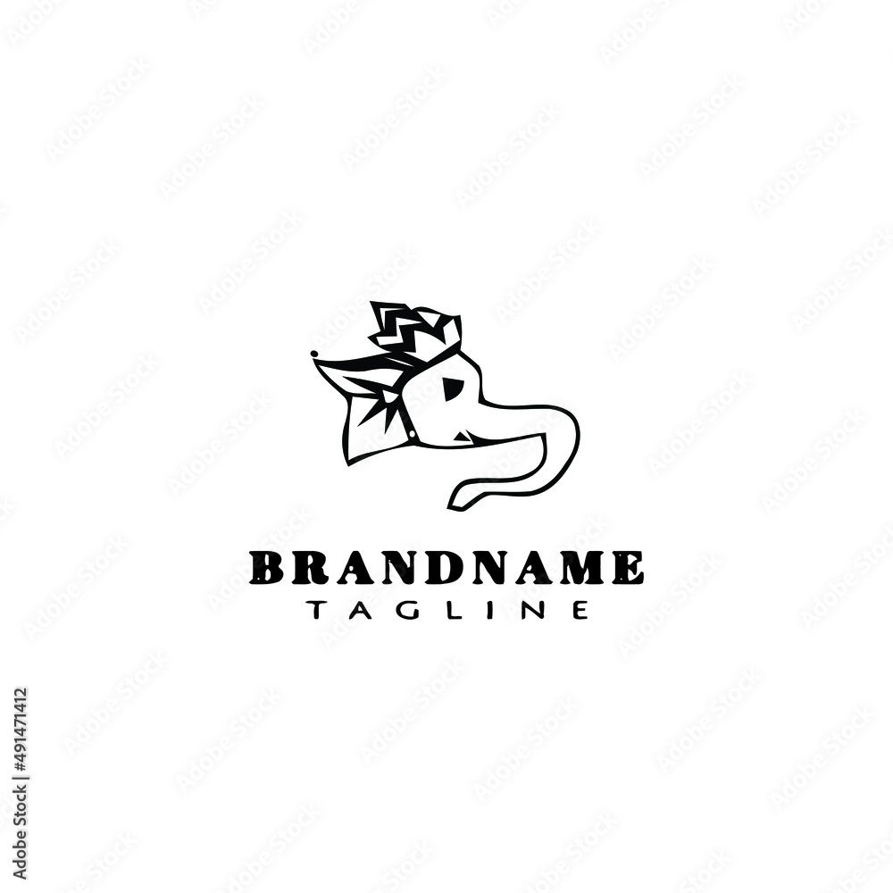 Fototapeta premium lord ganesh logo cartoon icon design template black isolated vector illustration
