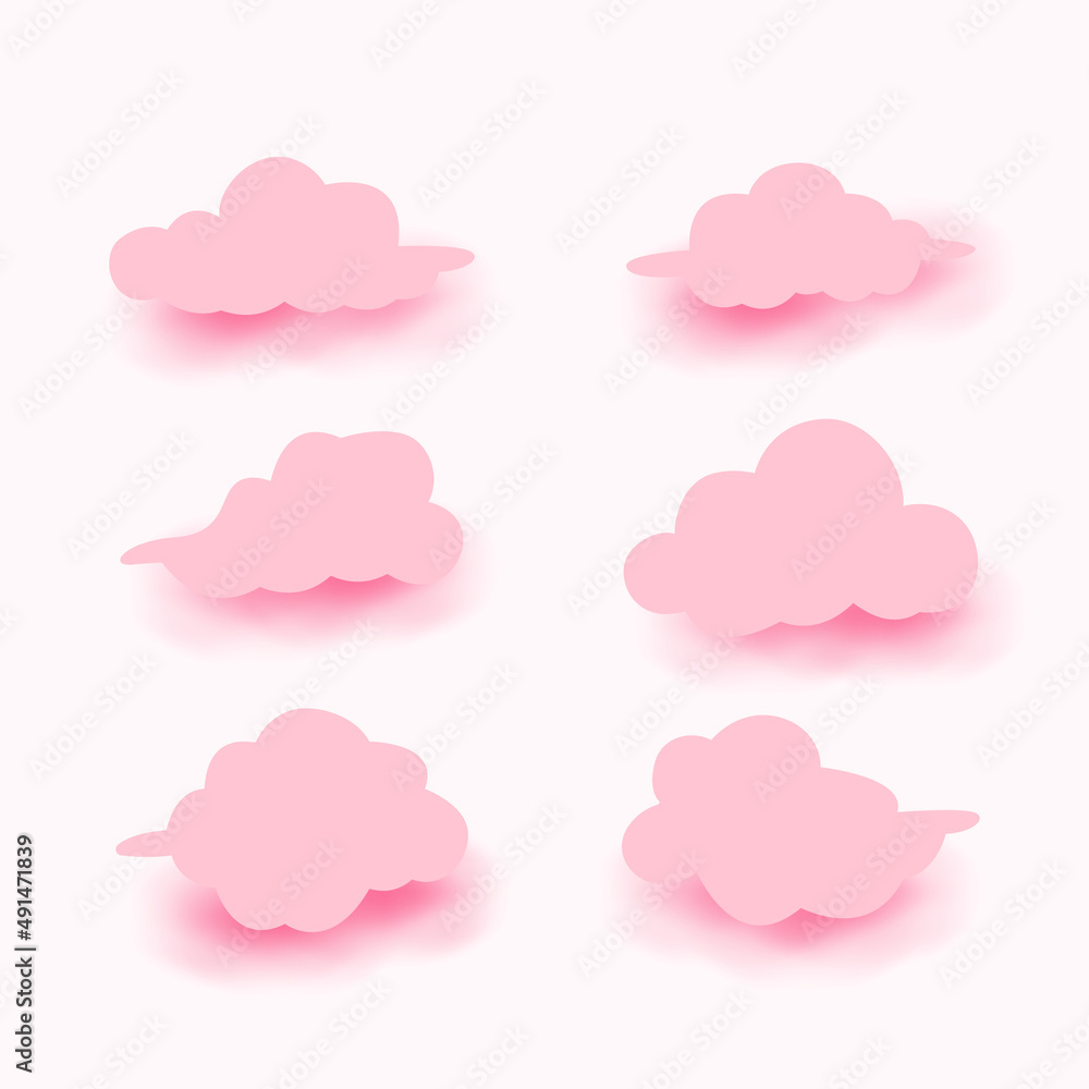 Cute cloude set vector cartoon illustration