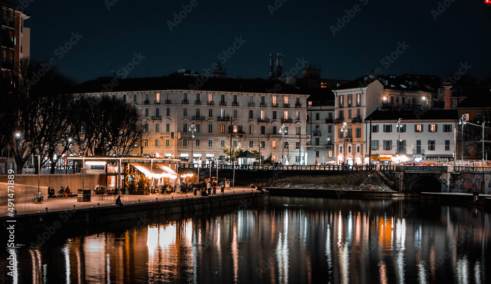 night view of the old town country milano navigli night view of the old town country milano navigli