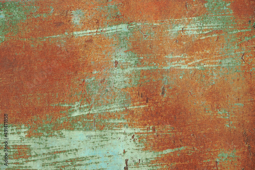 Rust of metals.Corrosive Rust on old iron green.Use as illustration for presentation.Background rusty texture. 