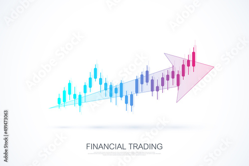 Stock market or forex trading graph in futuristic concept for financial investment or economic trends business idea. Financial trade concept. Stock market and exchange Candle stick graph chart vector.