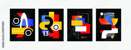 Abstract Bahaus Geometric Poster