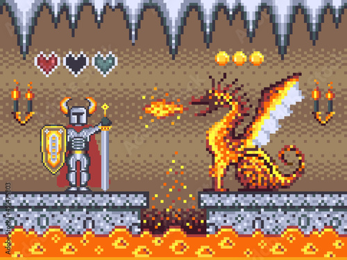 Knight and Dragon on Dungeon Game Location