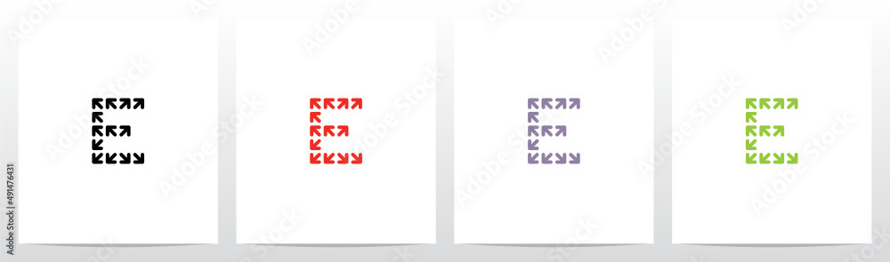 Obraz premium Arrows Forming Letter Logo Design E