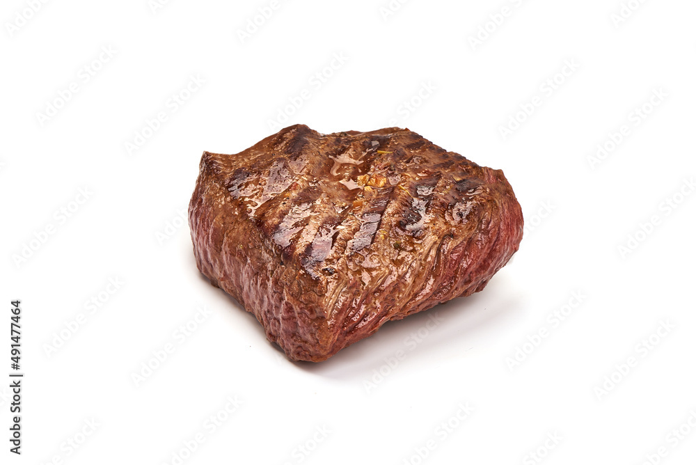 Grilled beef steak, medium rare steak, isolated on white background. Grilled beef steak, medium rare steak, isolated on white background.