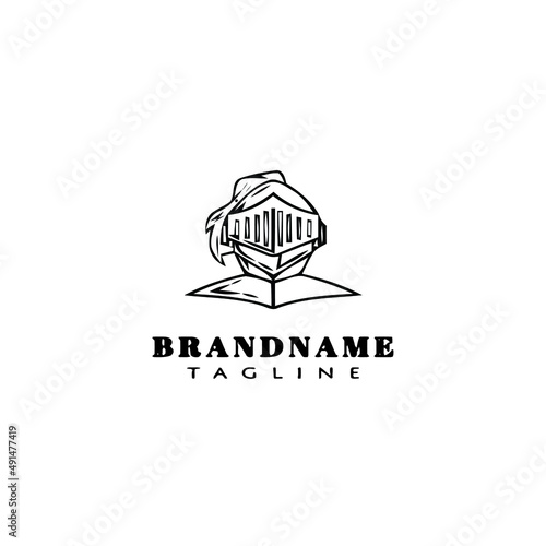 cavalry head logo cartoon design icon template black isolated vector