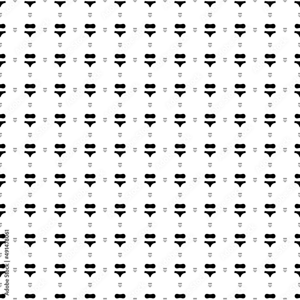 Square seamless background pattern from black bikini symbols are different sizes and opacity. The pattern is evenly filled. Vector illustration on white background Square seamless background pattern from black bikini symbols are different sizes and opacity. The pattern is evenly filled. Vector illustration on white background
