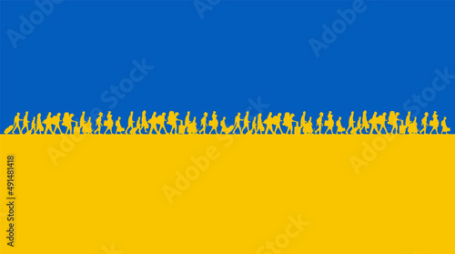No War only peace concept design 2022. Awareness campaign to build a better world. Armed Soldiers graphics civilians silhouette on world map.