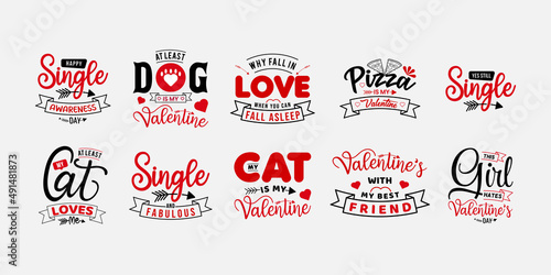 Anti Valentines Day Svg Bundle, Hand drawn lettering with anti valentines day quotes