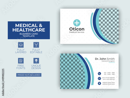 Medical & Healthcare or doctor business card or visiting card template design Premium Vector
