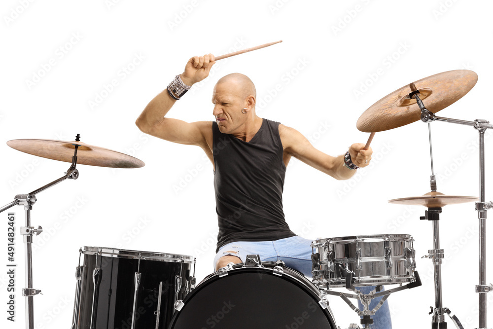 Fototapeta premium Male performer playing drums